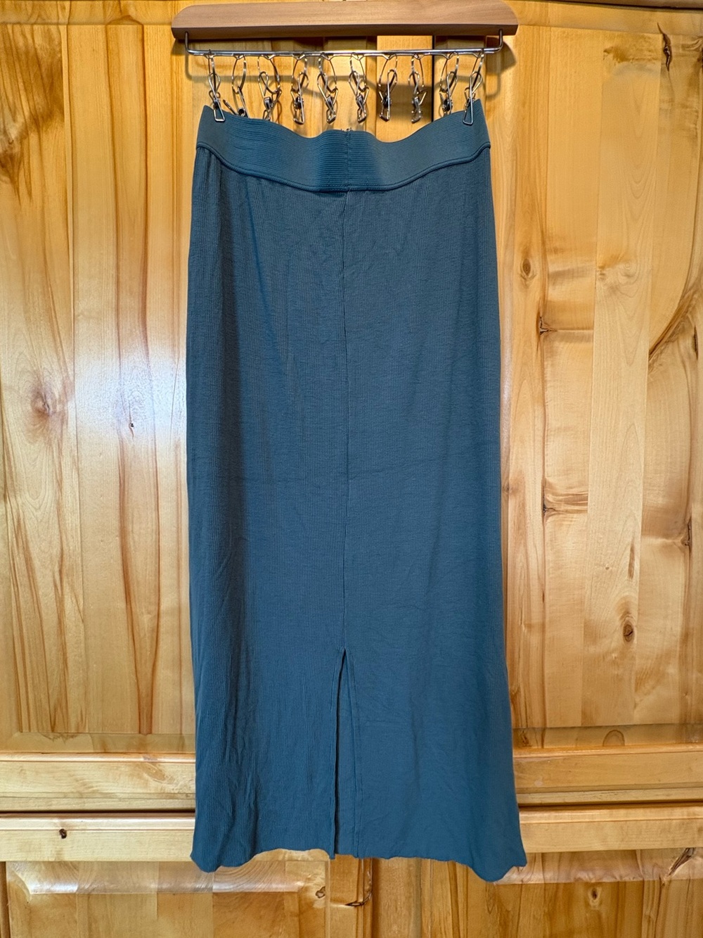 Sweet Romeo Mid-Length Ribbed Blue Women's Skirt - Picture 2 of 8
